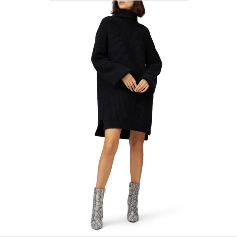 Show Me Your MuMu Chester Black Knit Cotton Blend Sweater Dress